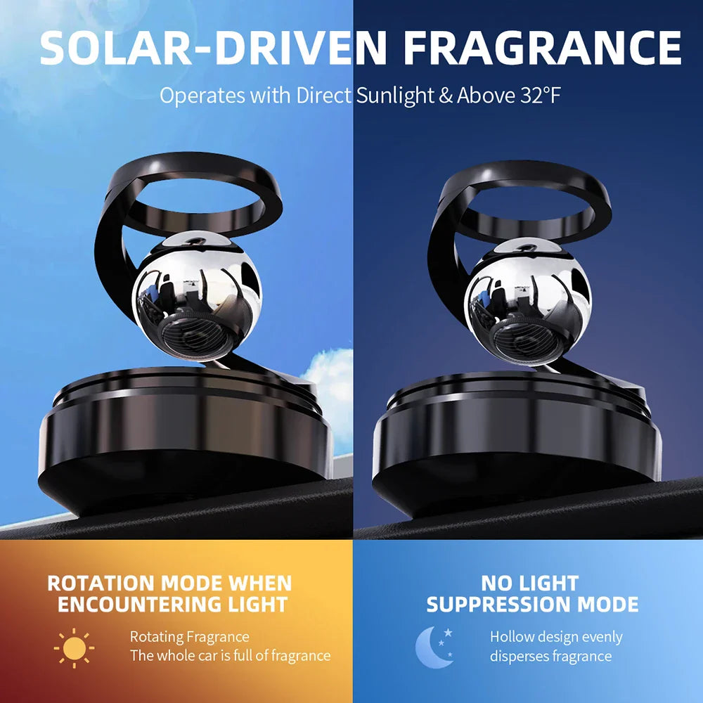 Solar-Powered Rotating Car Air Freshener–Suspension Perfume Diffuser Black-3